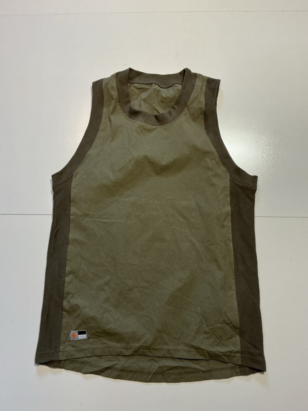 Rokit Originals Military Olive Green Rib Knit Trim Sleeveless Tank Top Shirt